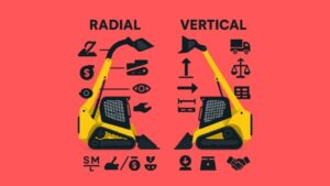What is the difference between radial and vertical lift skid steer?